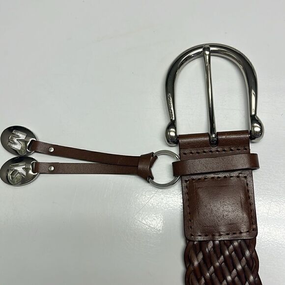 Michael Michael Kors Brown Basketweave Belt with Silver Hardware and Charms- Med main image 6